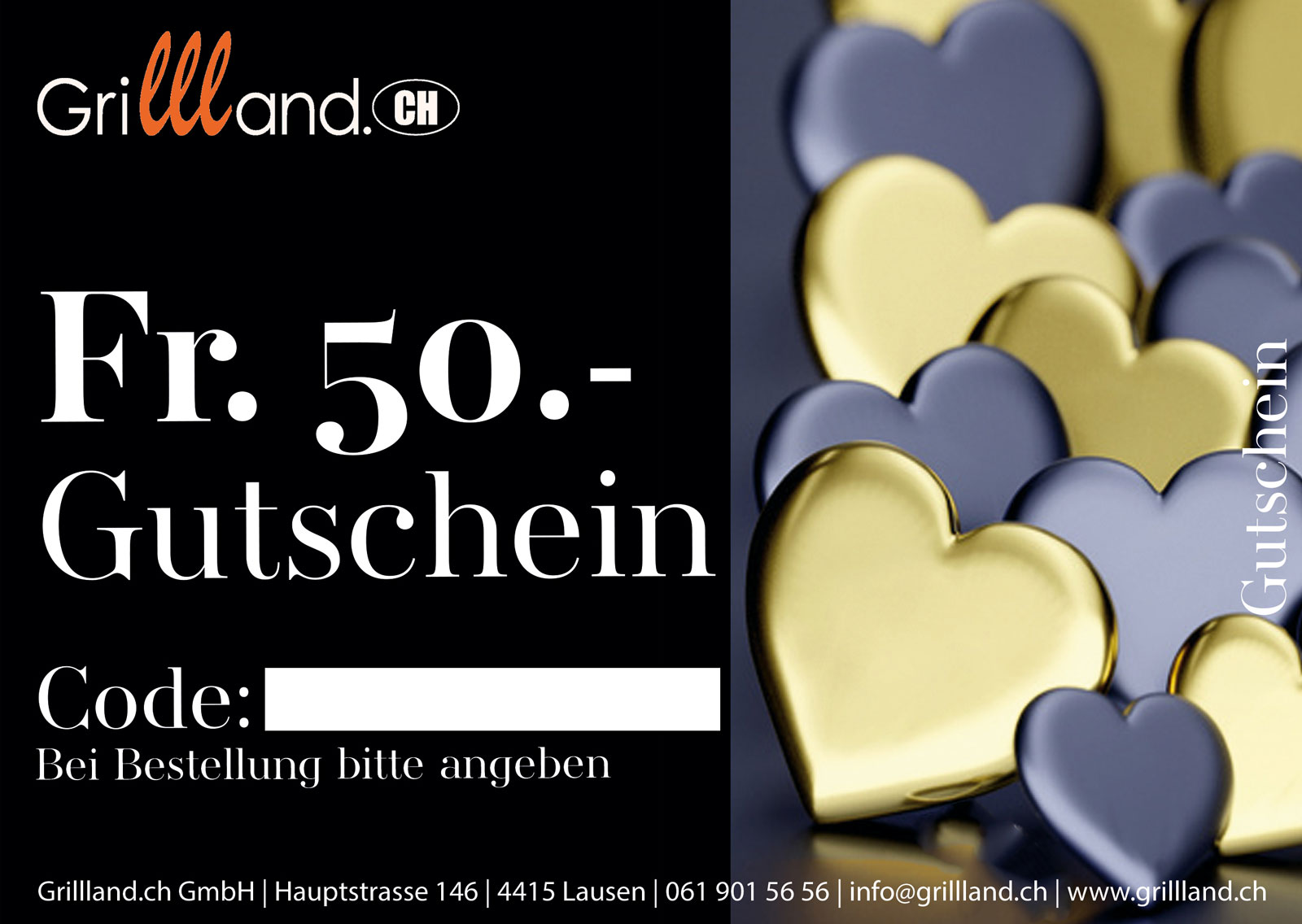 Geschenk Gutschein Happy Valentine's Day Grillland.ch